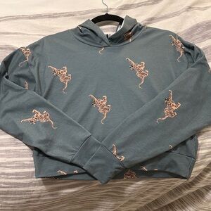 Onzie Blue Tiger Print Long Sleeve Crop